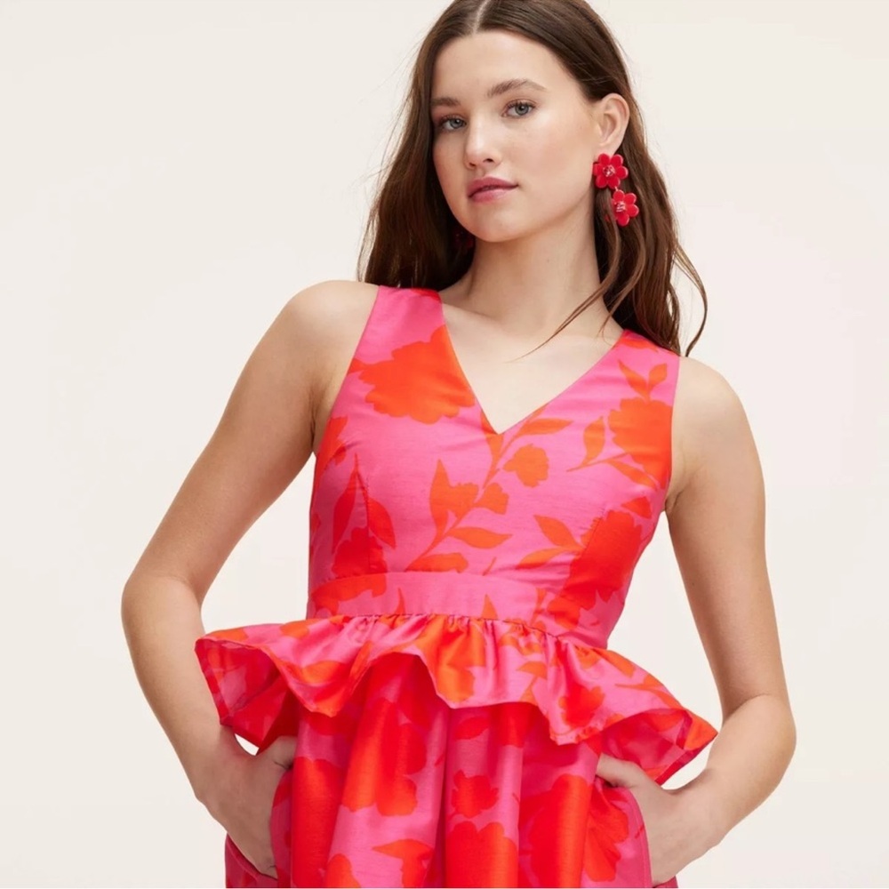 Kate Spade Vivid Pink and Orange Midi Dress - Picture 3 of 3